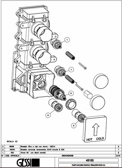 Gessi Rettangolo 43103 onderdelen