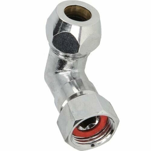 Knie knelverbinding met wartelmoer 3/8" x 10 mm verchroomd