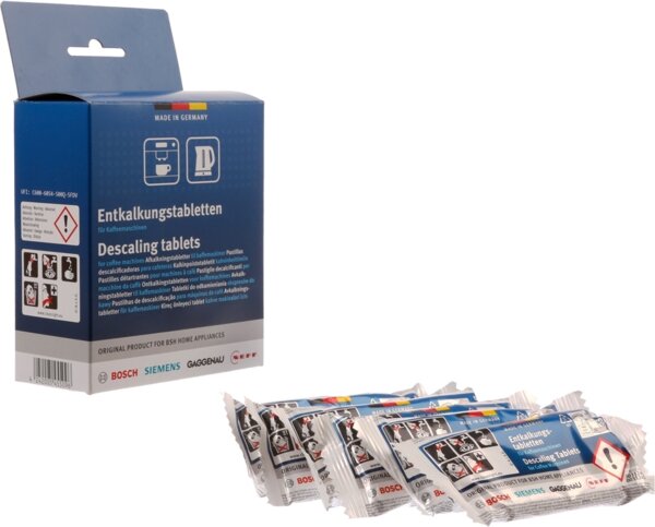Bosch Siemens 00312454 Tablettes de d&eacute;tartrage 12x18g adapt&eacute;es aux machines &agrave; caf&eacute;, bouilloires, distributeurs d'eau chaude.