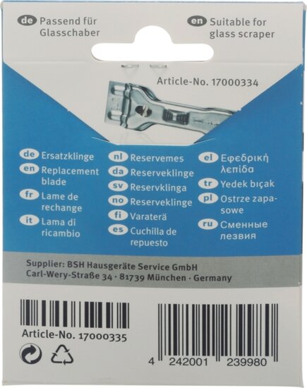 Bosch Siemens 17000335 Couteau grattoir &agrave; verre plaques vitroc&eacute;ramiques 5 pi&egrave;ces