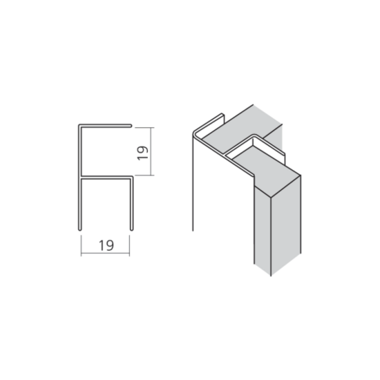 Plinthoek 19mm wit